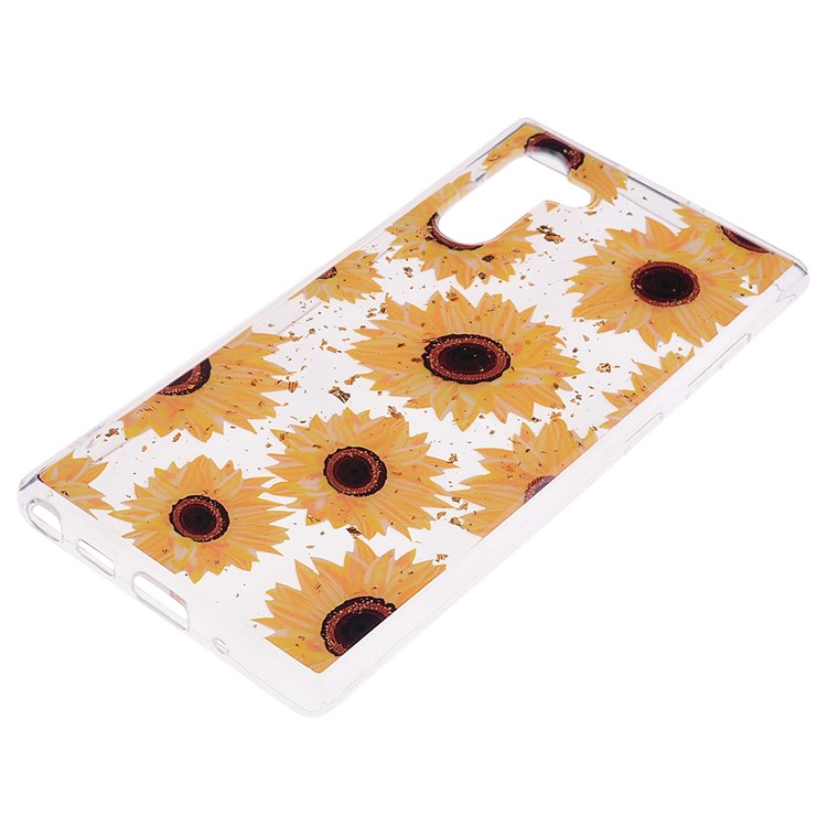 Glitter Sequins Inlaid Patterned TPU Phone Casing for Samsung Galaxy Note 10/Galaxy Note 10 5G - Sunflowers-3
