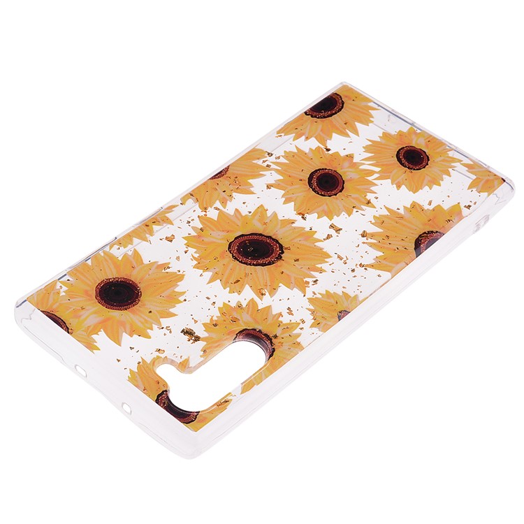 Glitter Sequins Inlaid Patterned TPU Phone Casing for Samsung Galaxy Note 10/Galaxy Note 10 5G - Sunflowers-4