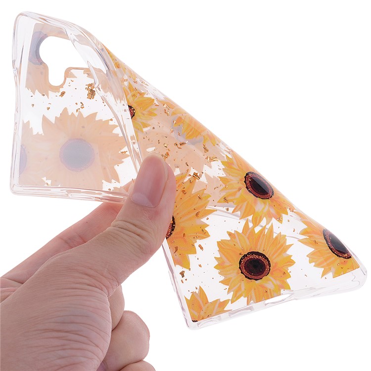 Glitter Sequins Inlaid Patterned TPU Phone Casing for Samsung Galaxy Note 10/Galaxy Note 10 5G - Sunflowers-5