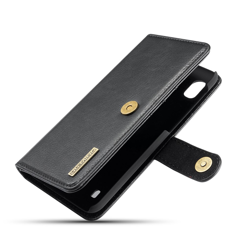 DG.MING Split Leather Phone Cover with Wallet Slot Shell for Samsung Galaxy A10 - Black-8