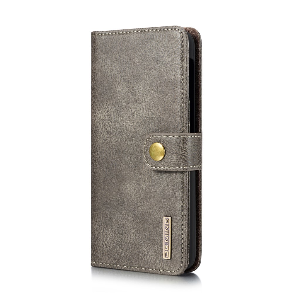 DG.MING Split Leather Phone Cover with Wallet Slot Shell for Samsung Galaxy A10 - Grey-3