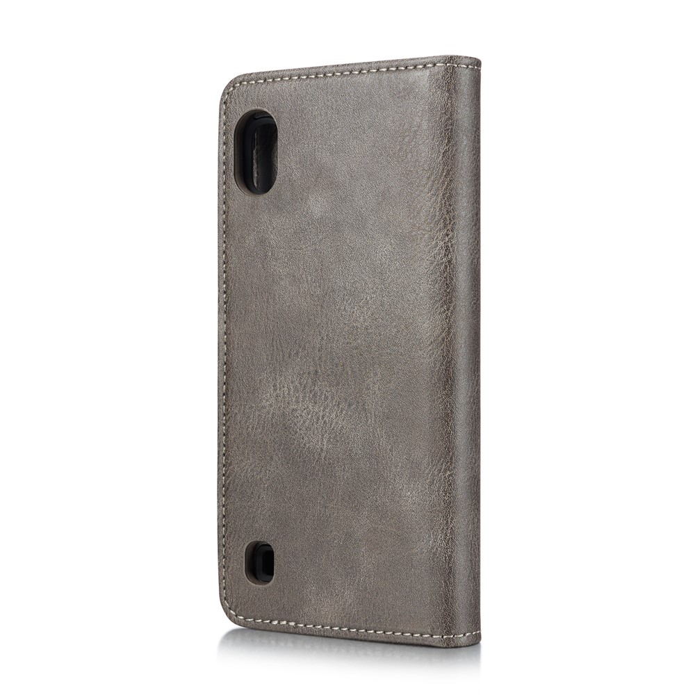 DG.MING Split Leather Phone Cover with Wallet Slot Shell for Samsung Galaxy A10 - Grey-4
