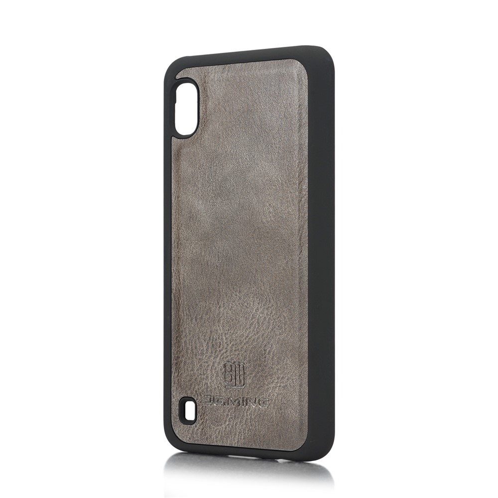 DG.MING Split Leather Phone Cover with Wallet Slot Shell for Samsung Galaxy A10 - Grey-5