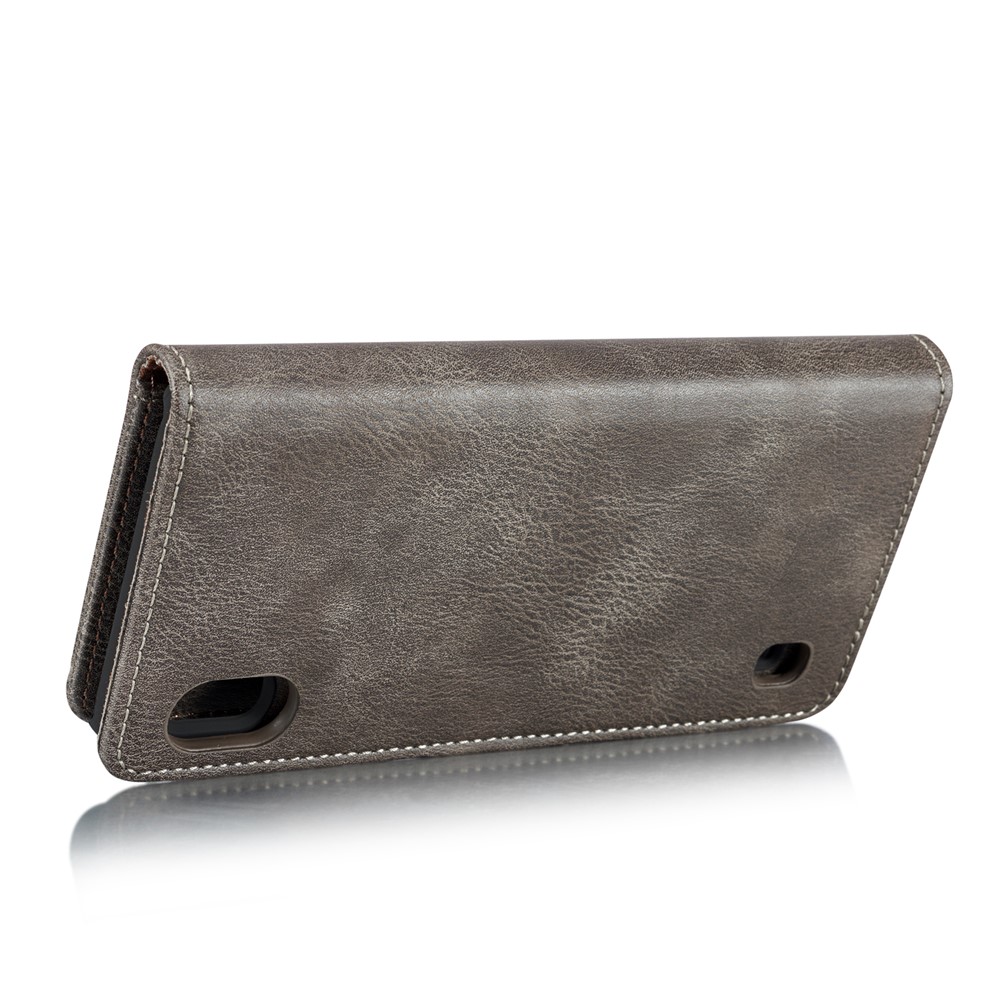 DG.MING Split Leather Phone Cover with Wallet Slot Shell for Samsung Galaxy A10 - Grey-6