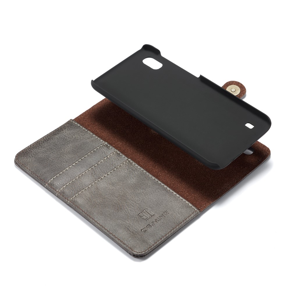 DG.MING Split Leather Phone Cover with Wallet Slot Shell for Samsung Galaxy A10 - Grey-9