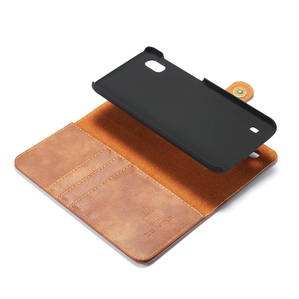 DG.MING Split Leather Phone Cover with Wallet Slot Shell for Samsung Galaxy A10 - Brown-10