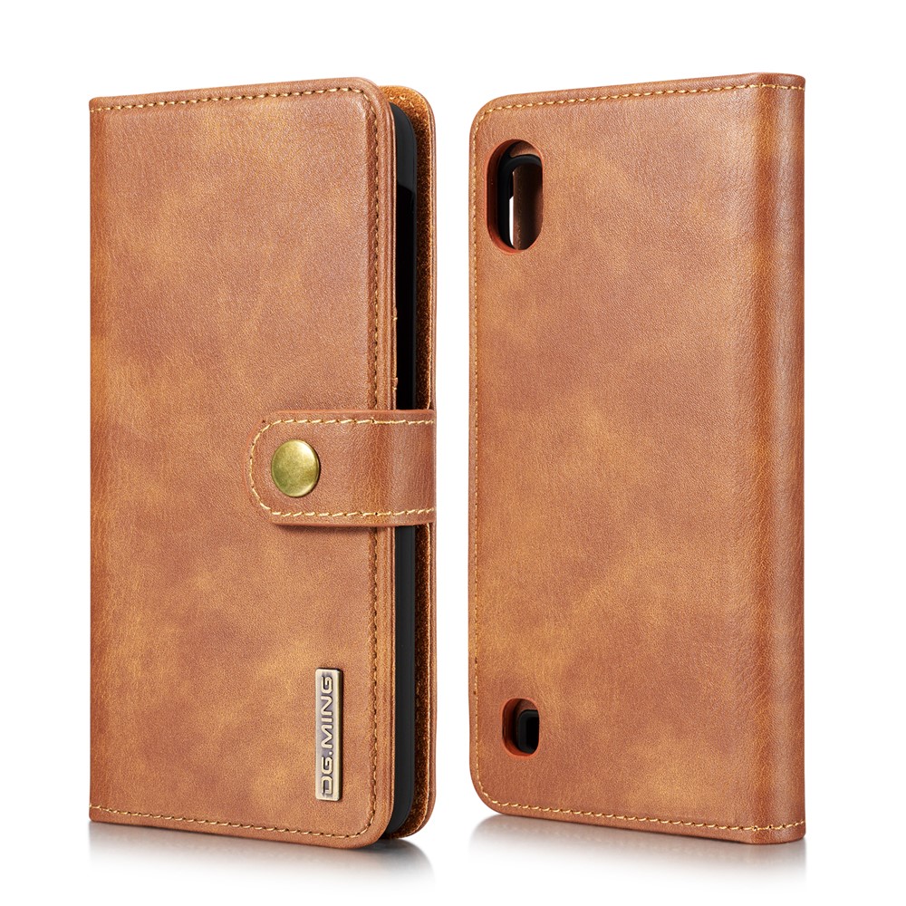 DG.MING Split Leather Phone Cover with Wallet Slot Shell for Samsung Galaxy A10 - Brown-2