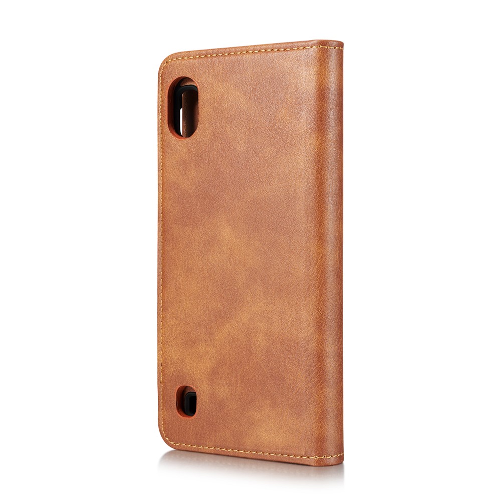 DG.MING Split Leather Phone Cover with Wallet Slot Shell for Samsung Galaxy A10 - Brown-4