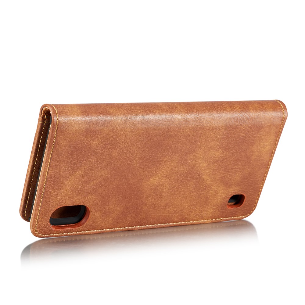 DG.MING Split Leather Phone Cover with Wallet Slot Shell for Samsung Galaxy A10 - Brown-6