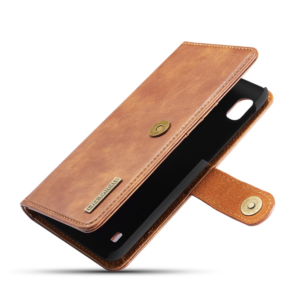 DG.MING Split Leather Phone Cover with Wallet Slot Shell for Samsung Galaxy A10 - Brown-8