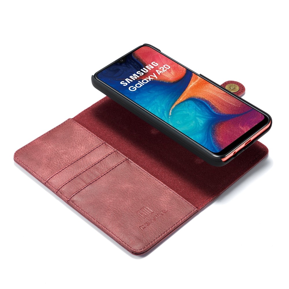 DG.MING Split Leather Phone Shell for Samsung Galaxy A30 / A20 - Red-10