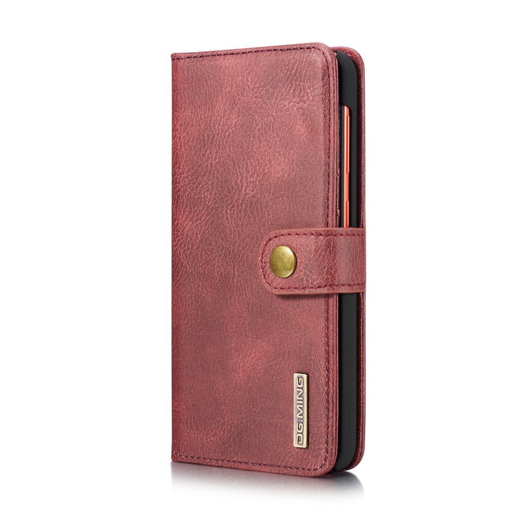DG.MING Split Leather Phone Shell for Samsung Galaxy A30 / A20 - Red-3