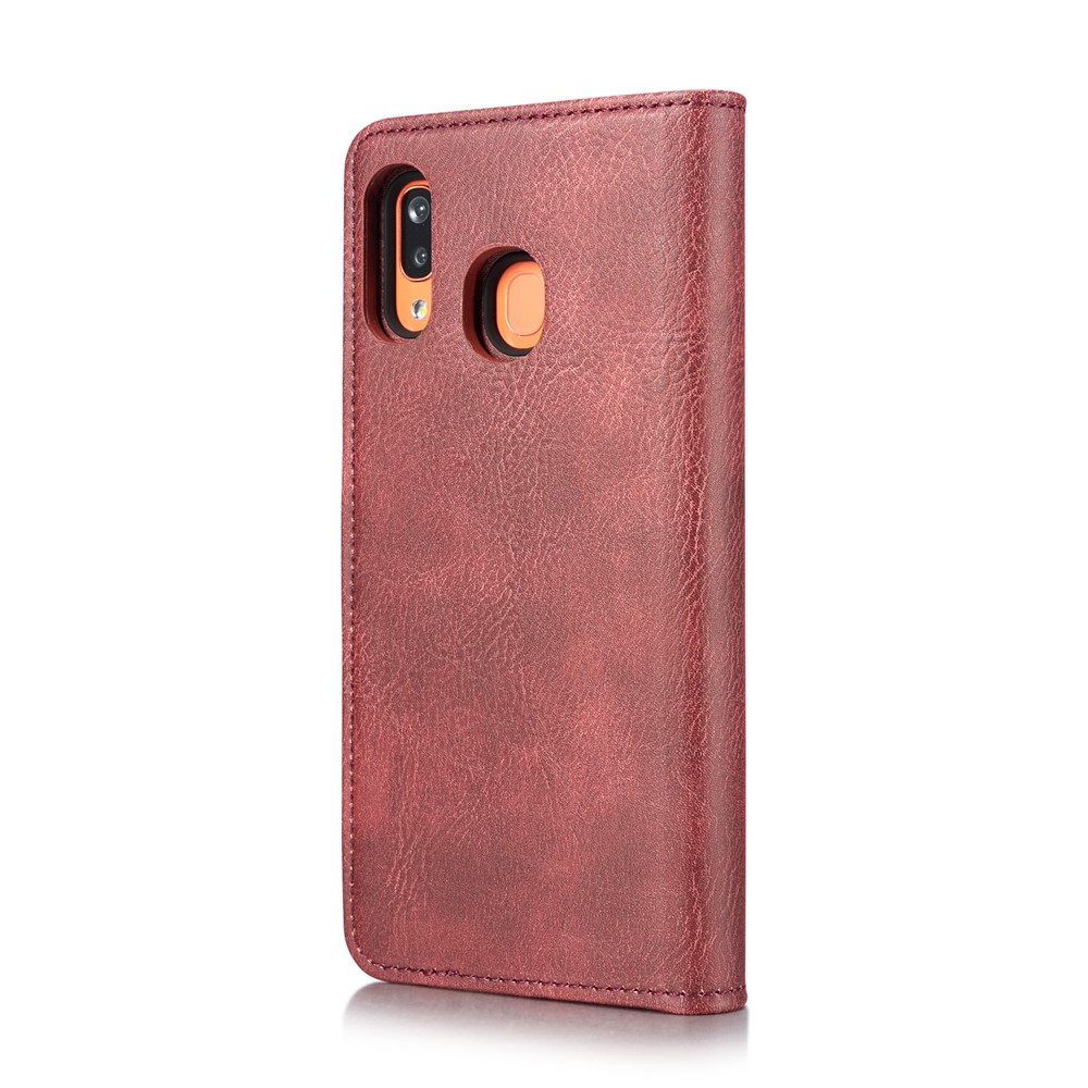 DG.MING Split Leather Phone Shell for Samsung Galaxy A30 / A20 - Red-4