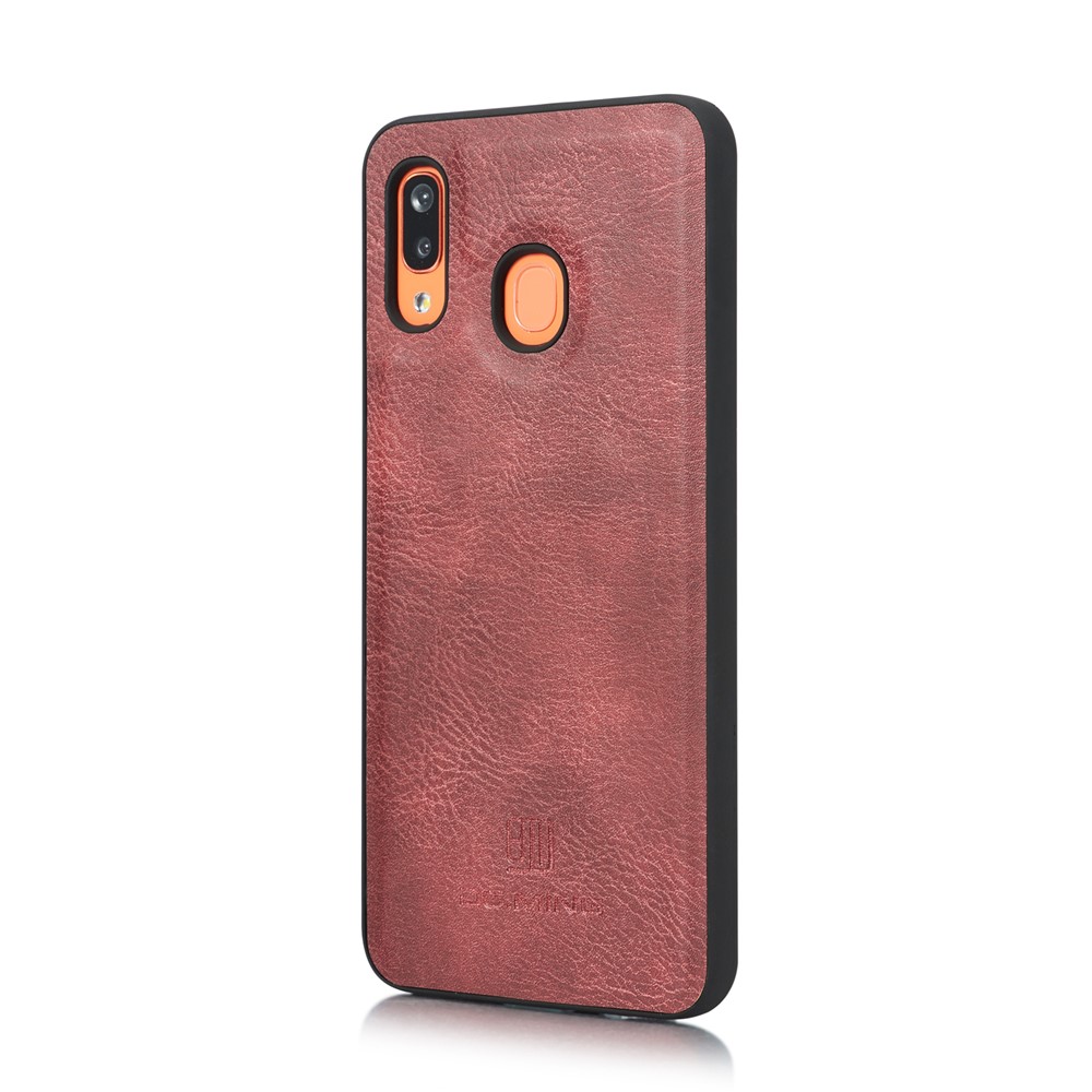 DG.MING Split Leather Phone Shell for Samsung Galaxy A30 / A20 - Red-5