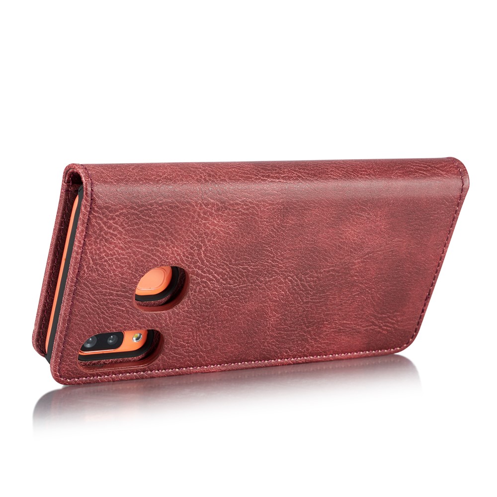 DG.MING Split Leather Phone Shell for Samsung Galaxy A30 / A20 - Red-6