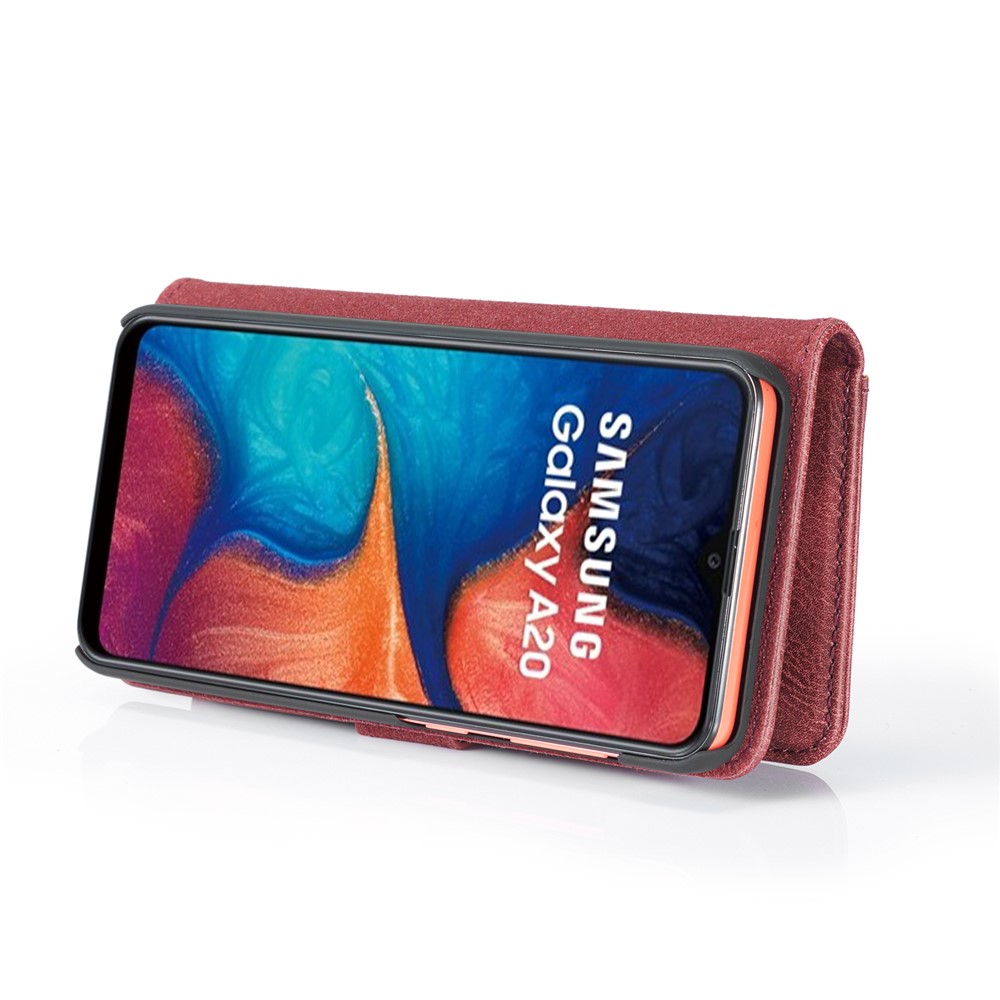DG.MING Split Leather Phone Shell for Samsung Galaxy A30 / A20 - Red-7