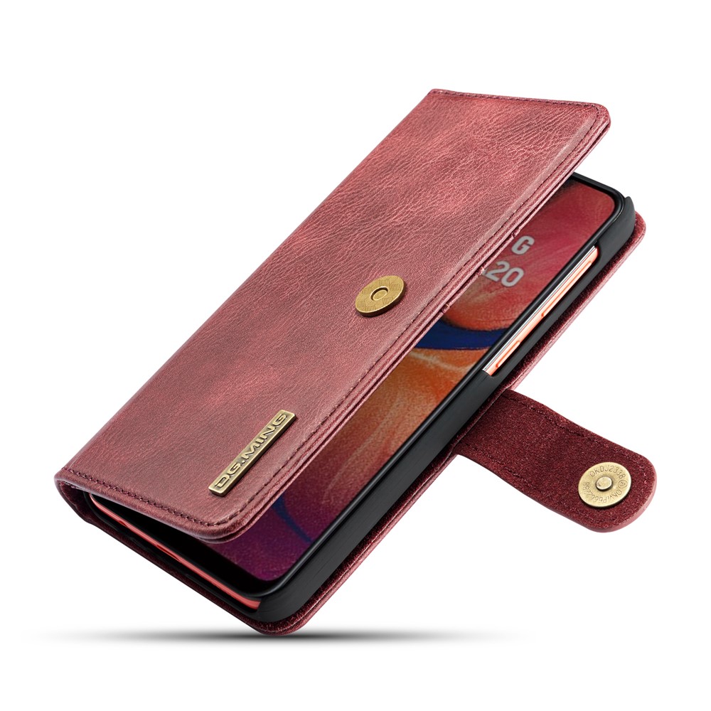 DG.MING Split Leather Phone Shell for Samsung Galaxy A30 / A20 - Red-8