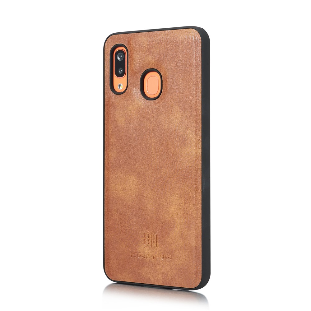 DG. MING Сплит Кожаный Чехол Для Телефона Samsung Galaxy A30 / A20 - Коричневый-5