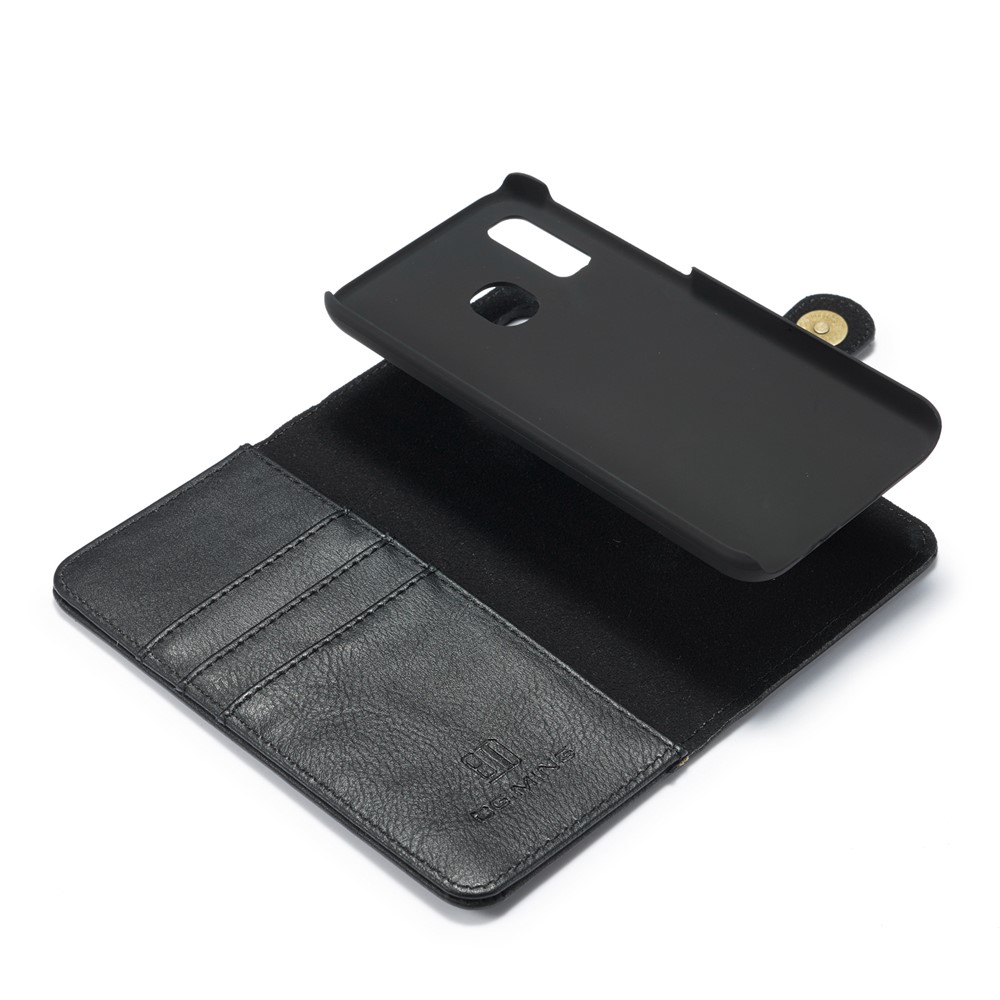 DG.MING Detachable PC Hard Case + Wallet Stand Split Leather Cover for Samsung Galaxy A40 - Black-10