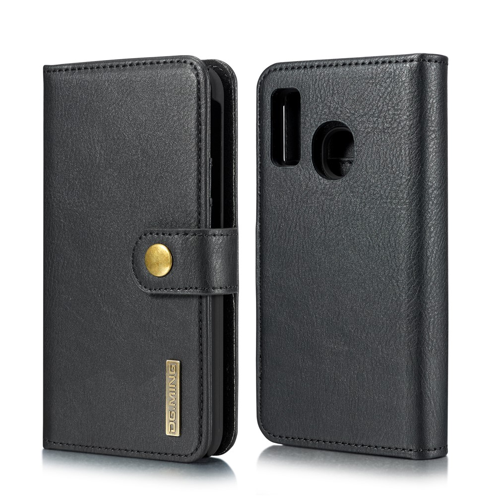 DG.MING Detachable PC Hard Case + Wallet Stand Split Leather Cover for Samsung Galaxy A40 - Black-2