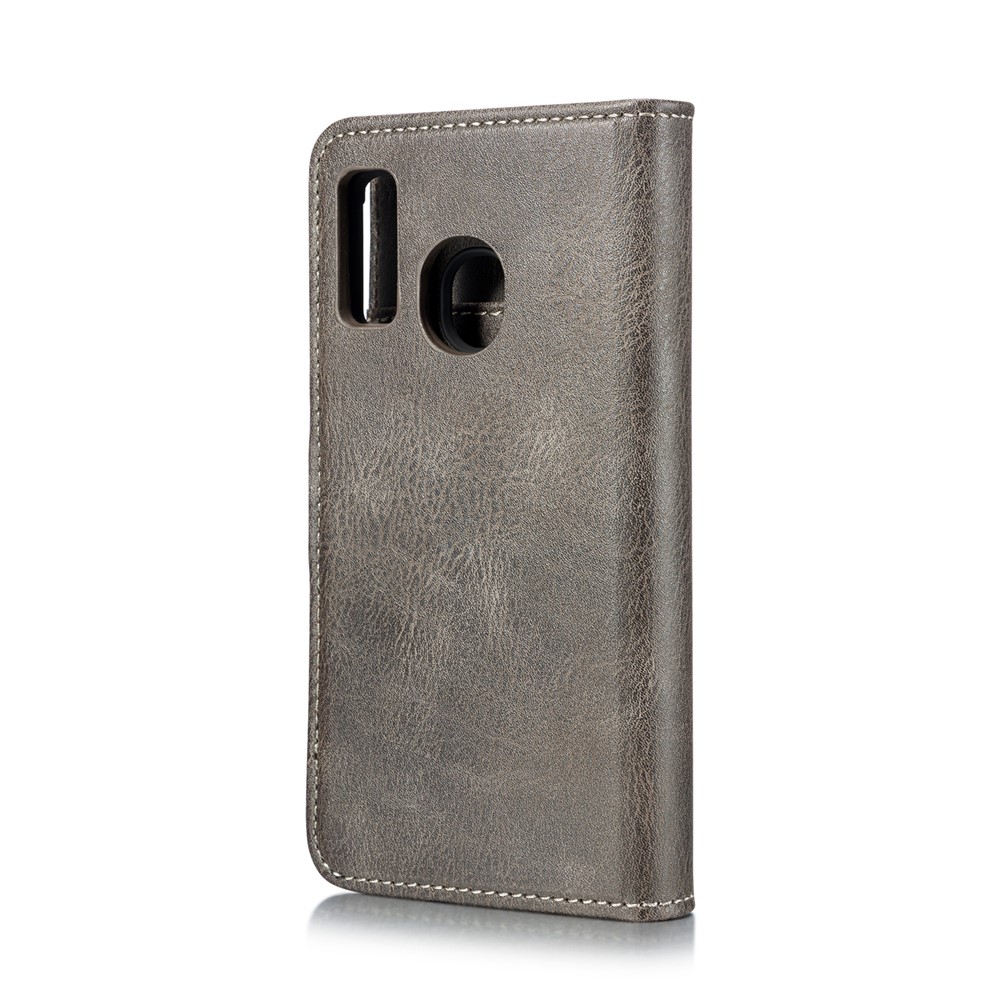 DG.MING Detachable PC Hard Case + Wallet Stand Split Leather Cover for Samsung Galaxy A40 - Grey-4