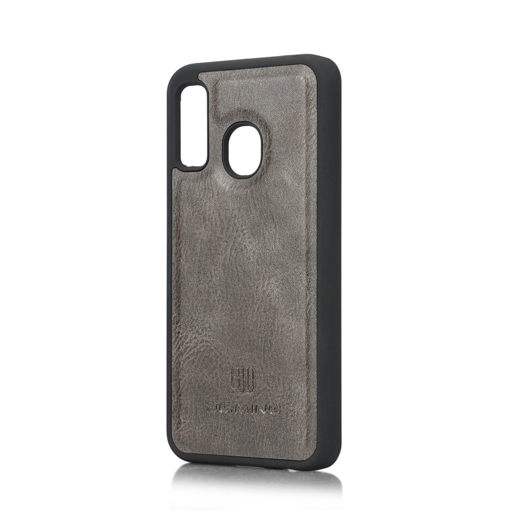 DG.MING Detachable PC Hard Case + Wallet Stand Split Leather Cover for Samsung Galaxy A40 - Grey-5
