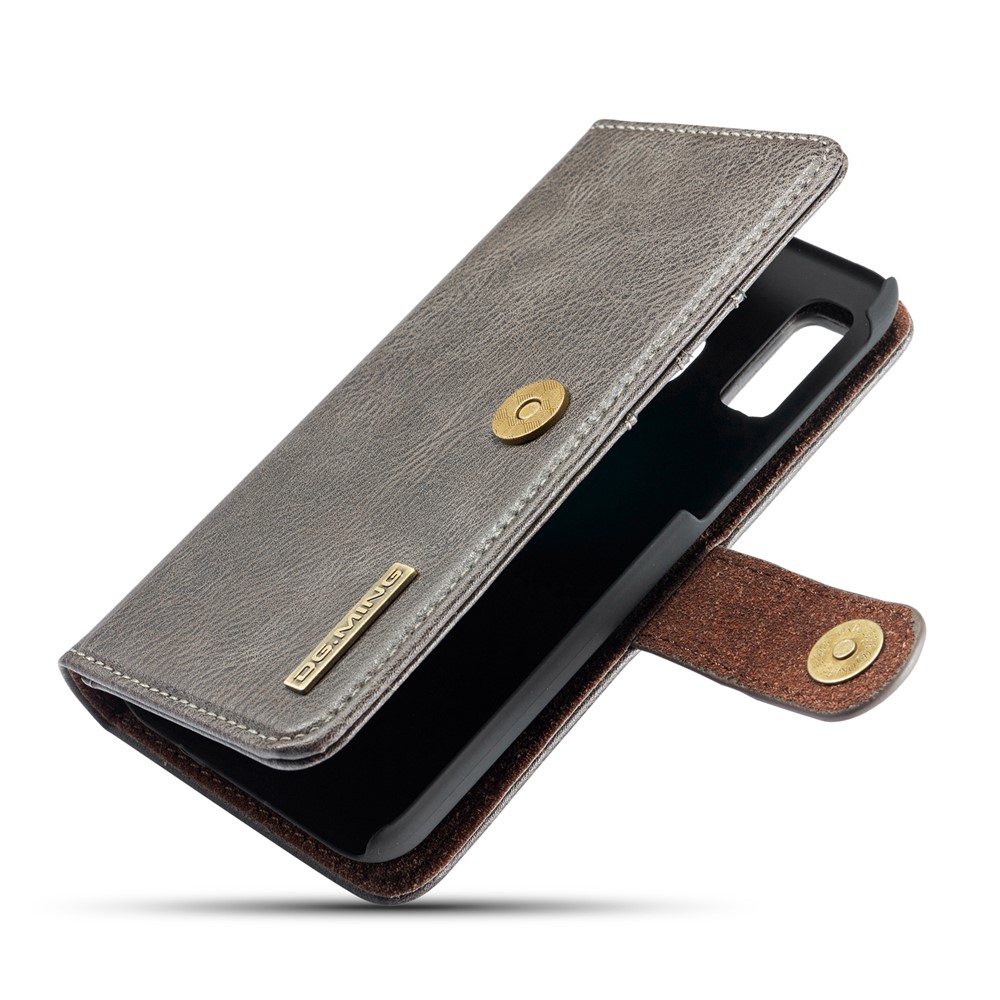 DG.MING Detachable PC Hard Case + Wallet Stand Split Leather Cover for Samsung Galaxy A40 - Grey-8