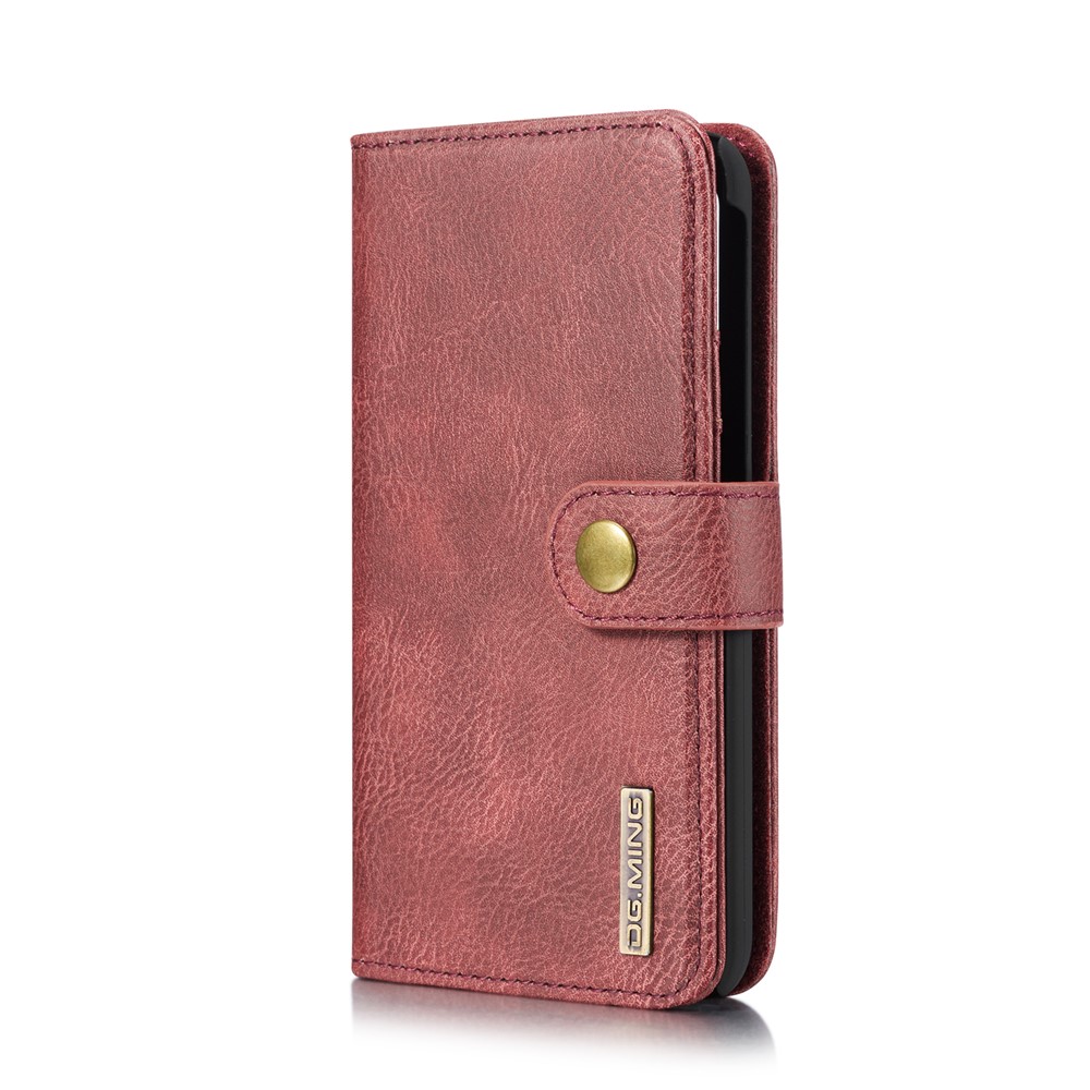 DG.MING Detachable PC Hard Case + Wallet Stand Split Leather Cover for Samsung Galaxy A40 - Red-3