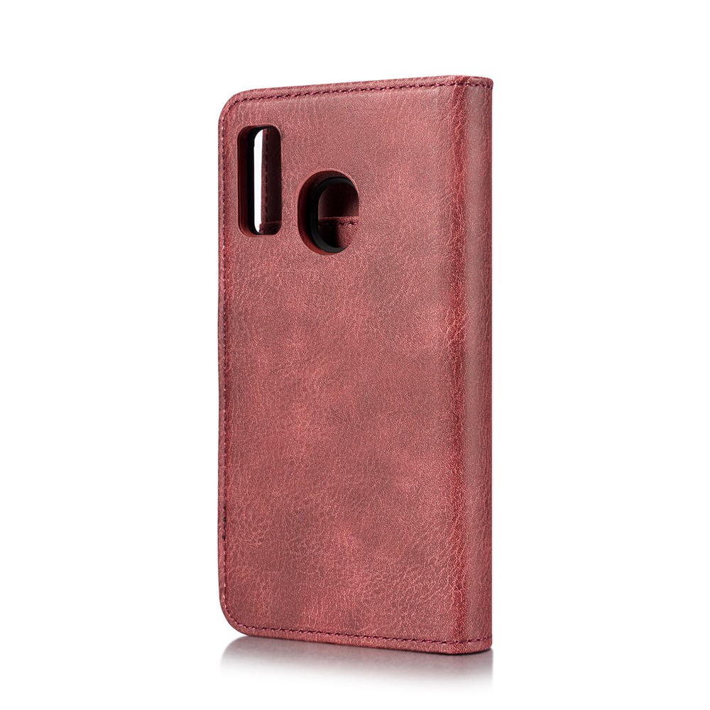 DG.MING Detachable PC Hard Case + Wallet Stand Split Leather Cover for Samsung Galaxy A40 - Red-4