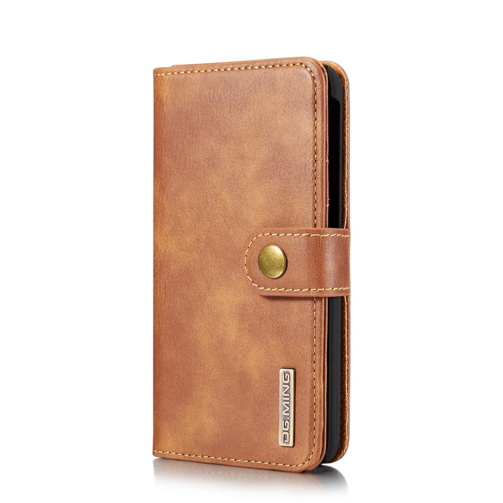 DG.MING Detachable PC Hard Case + Wallet Stand Split Leather Cover for Samsung Galaxy A40 - Brown-3