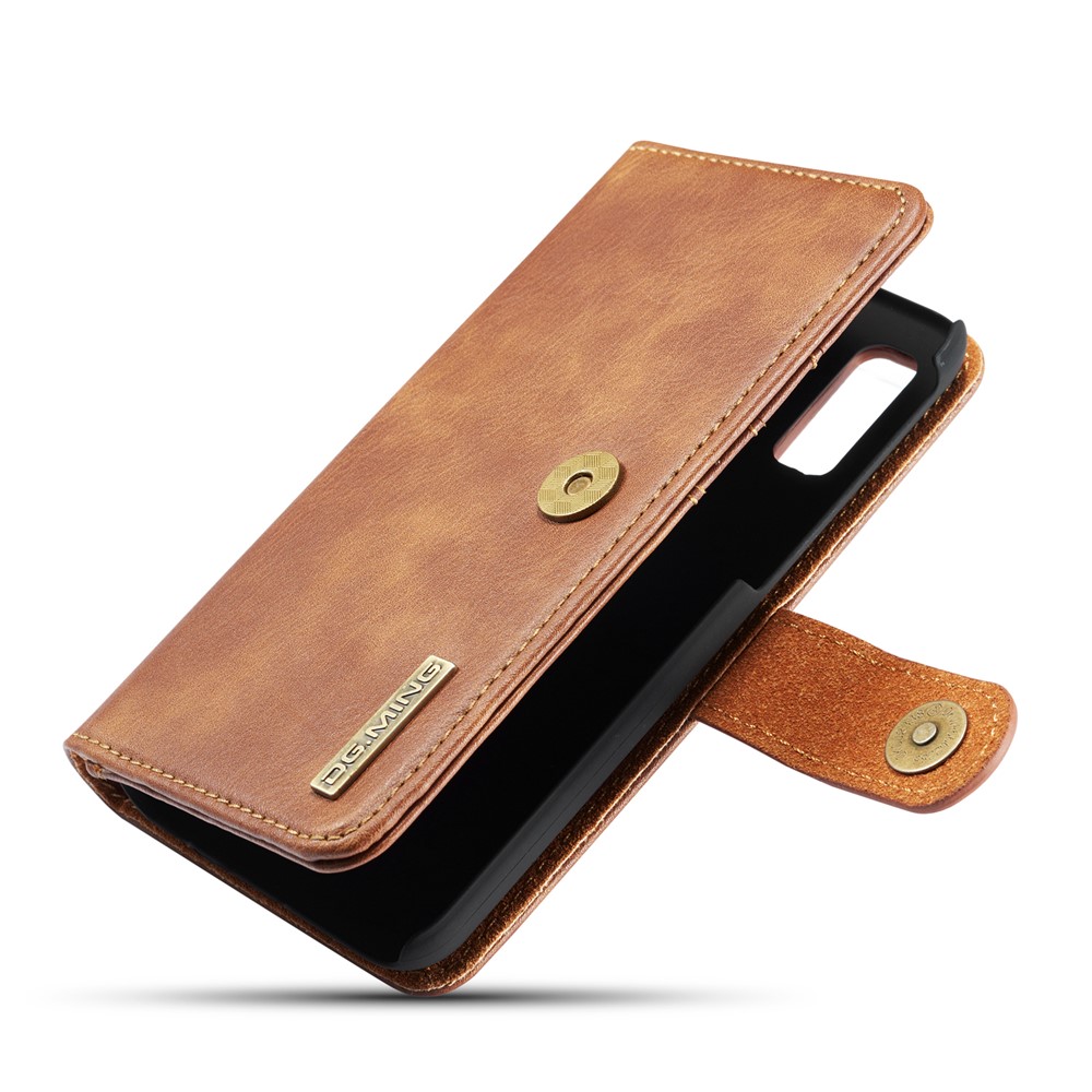 DG.MING Detachable PC Hard Case + Wallet Stand Split Leather Cover for Samsung Galaxy A40 - Brown-8