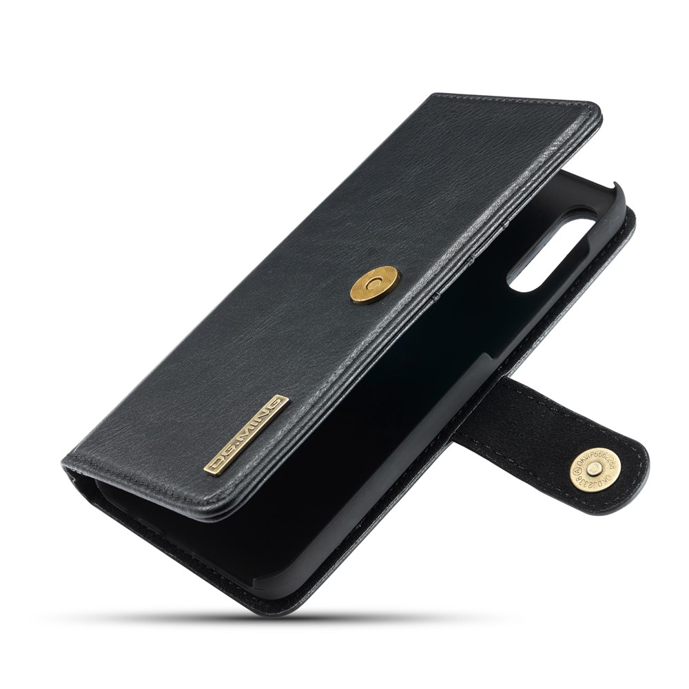 DG.MING Split Leather Phone Case Shell for Samsung Galaxy A50 - Black-8