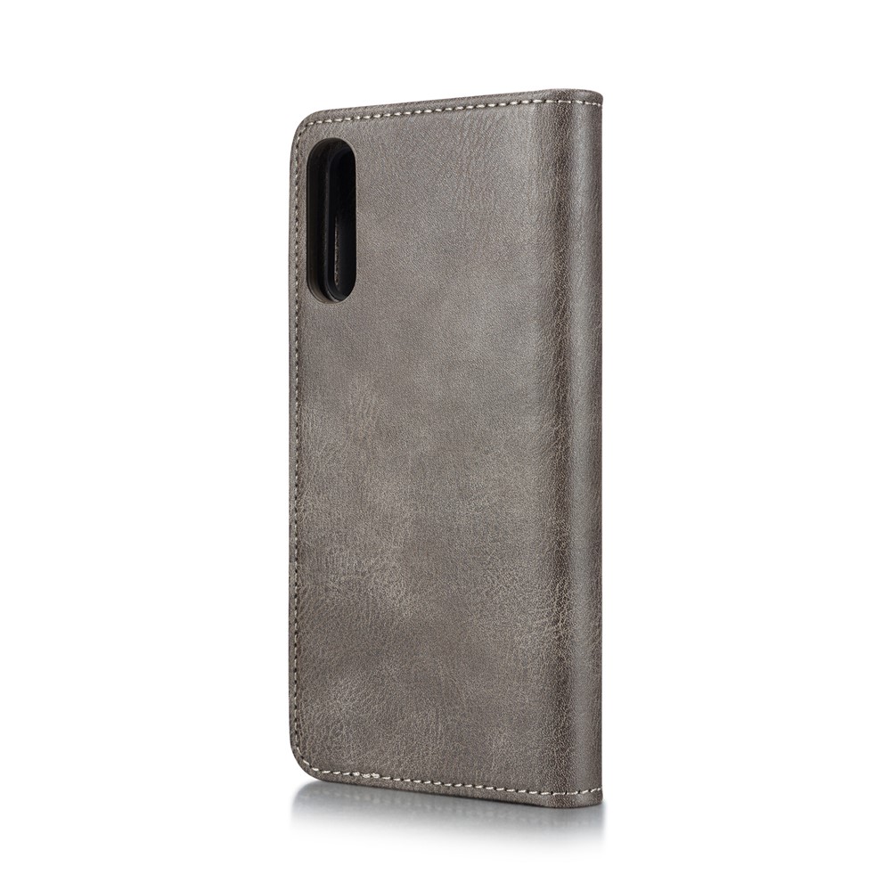 DG.MING Split Leather Phone Case Shell for Samsung Galaxy A50/A50s/A30s - Grey-4