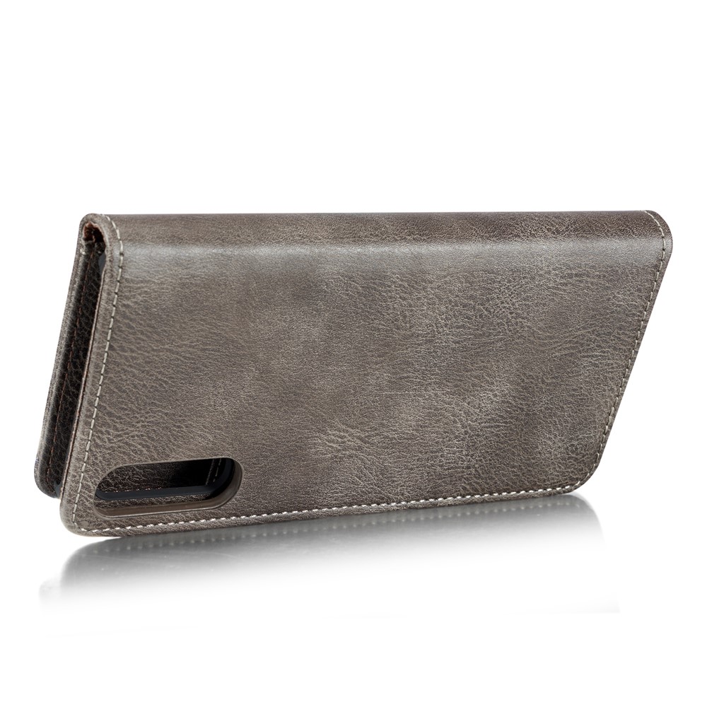 DG.MING Split Leather Phone Case Shell for Samsung Galaxy A50/A50s/A30s - Grey-6