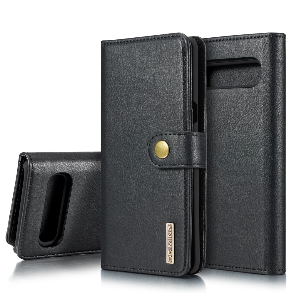 DG.MING Split Leather Phone Shell with Wallet Slot for Samsung Galaxy S10 5G - Black-1