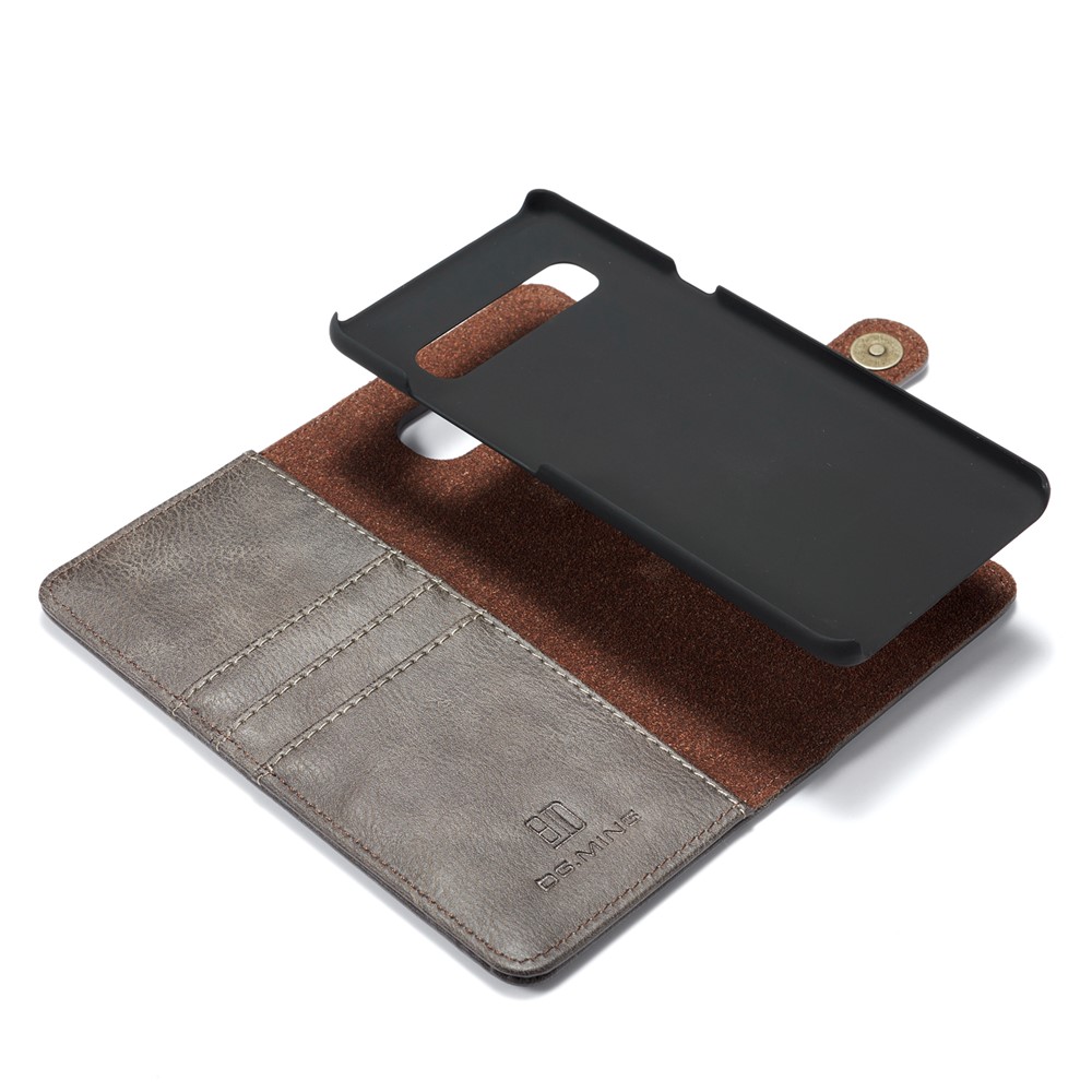 DG.MING Split Leather Phone Shell with Wallet Slot for Samsung Galaxy S10 5G - Grey-10