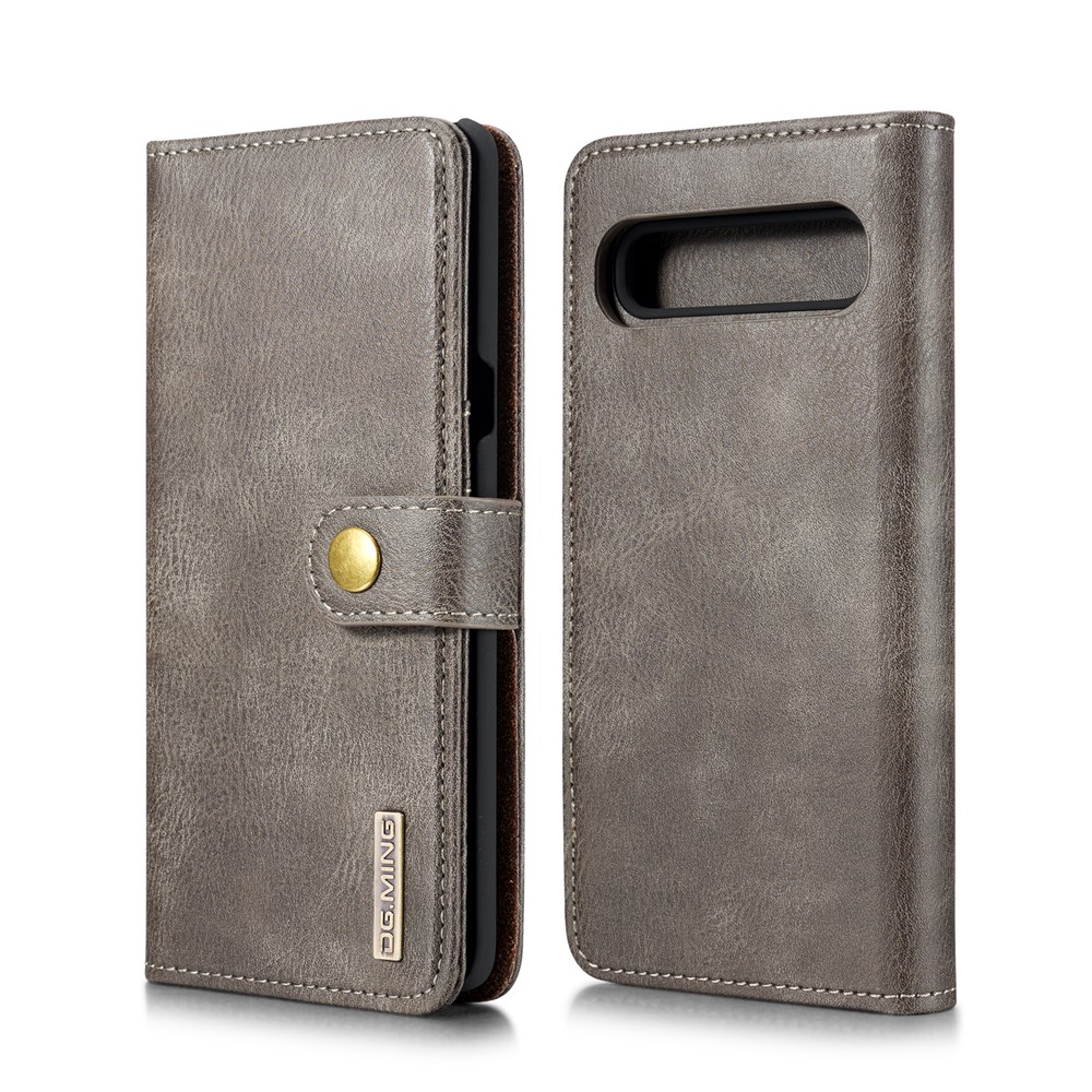 DG.MING Split Leather Phone Shell with Wallet Slot for Samsung Galaxy S10 5G - Grey-2