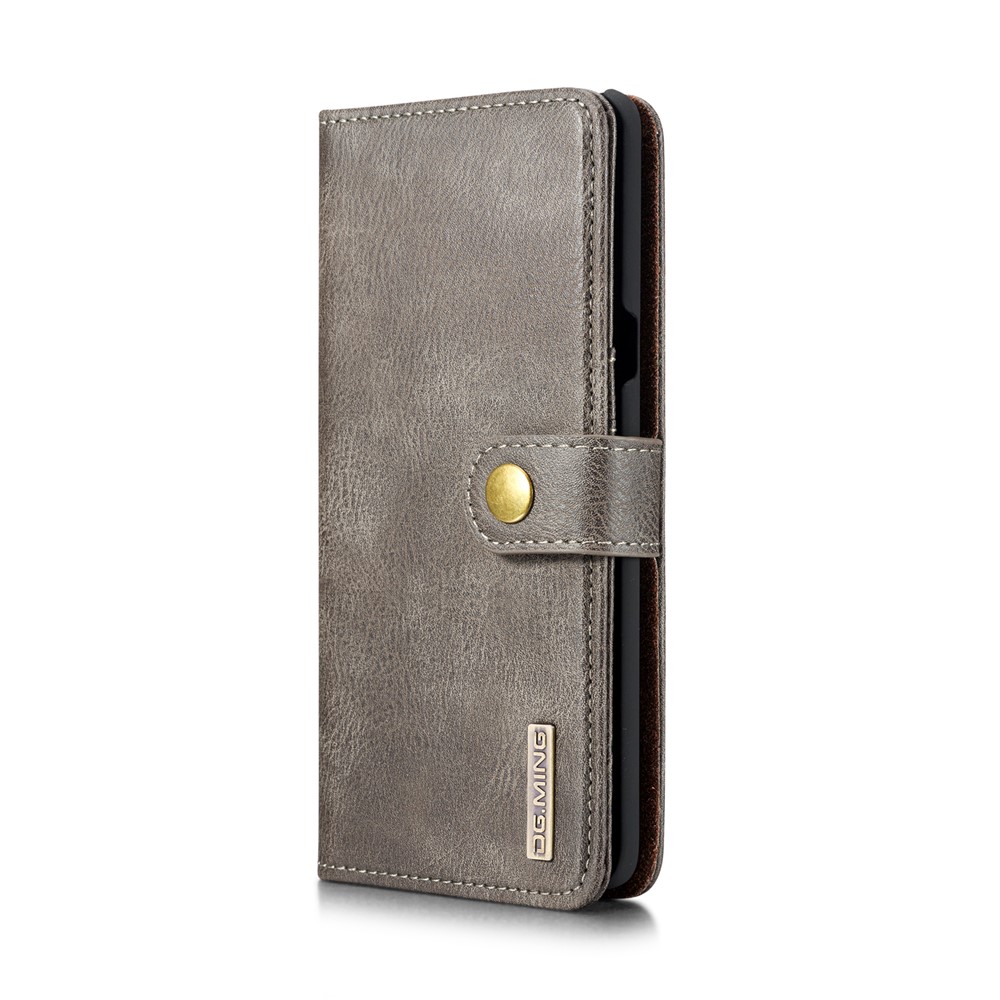 DG.MING Split Leather Phone Shell with Wallet Slot for Samsung Galaxy S10 5G - Grey-3