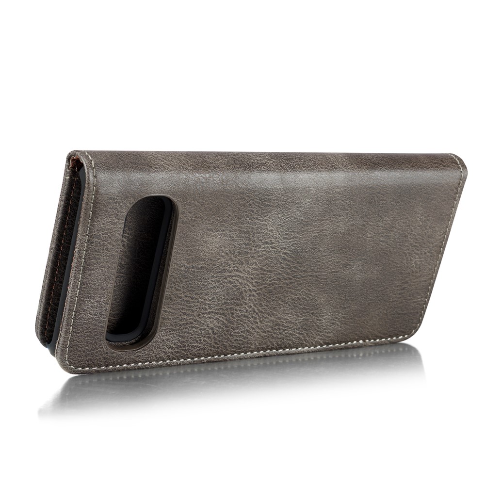 DG.MING Split Leather Phone Shell with Wallet Slot for Samsung Galaxy S10 5G - Grey-6