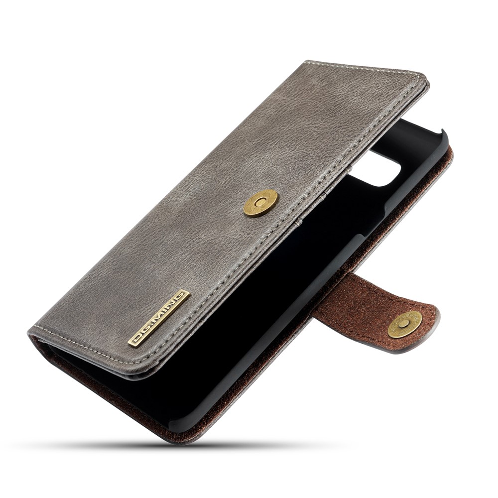 DG.MING Split Leather Phone Shell with Wallet Slot for Samsung Galaxy S10 5G - Grey-8
