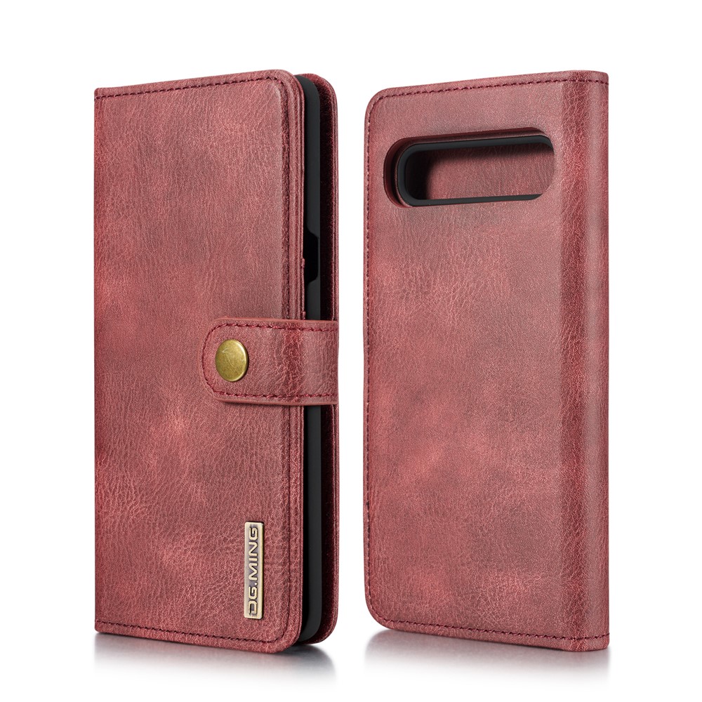 DG.MING Split Leather Phone Shell with Wallet Slot for Samsung Galaxy S10 5G - Red-2