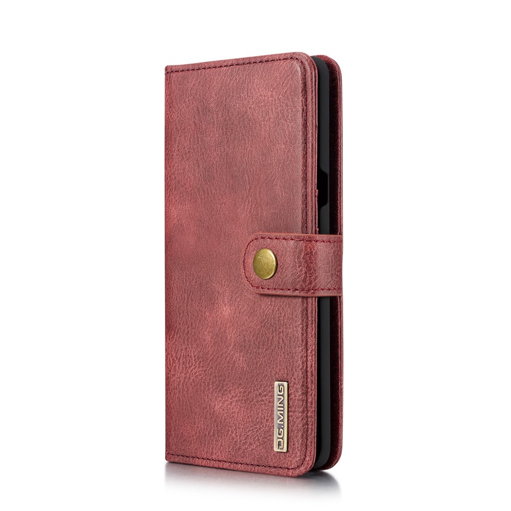 DG.MING Split Leather Phone Shell with Wallet Slot for Samsung Galaxy S10 5G - Red-3