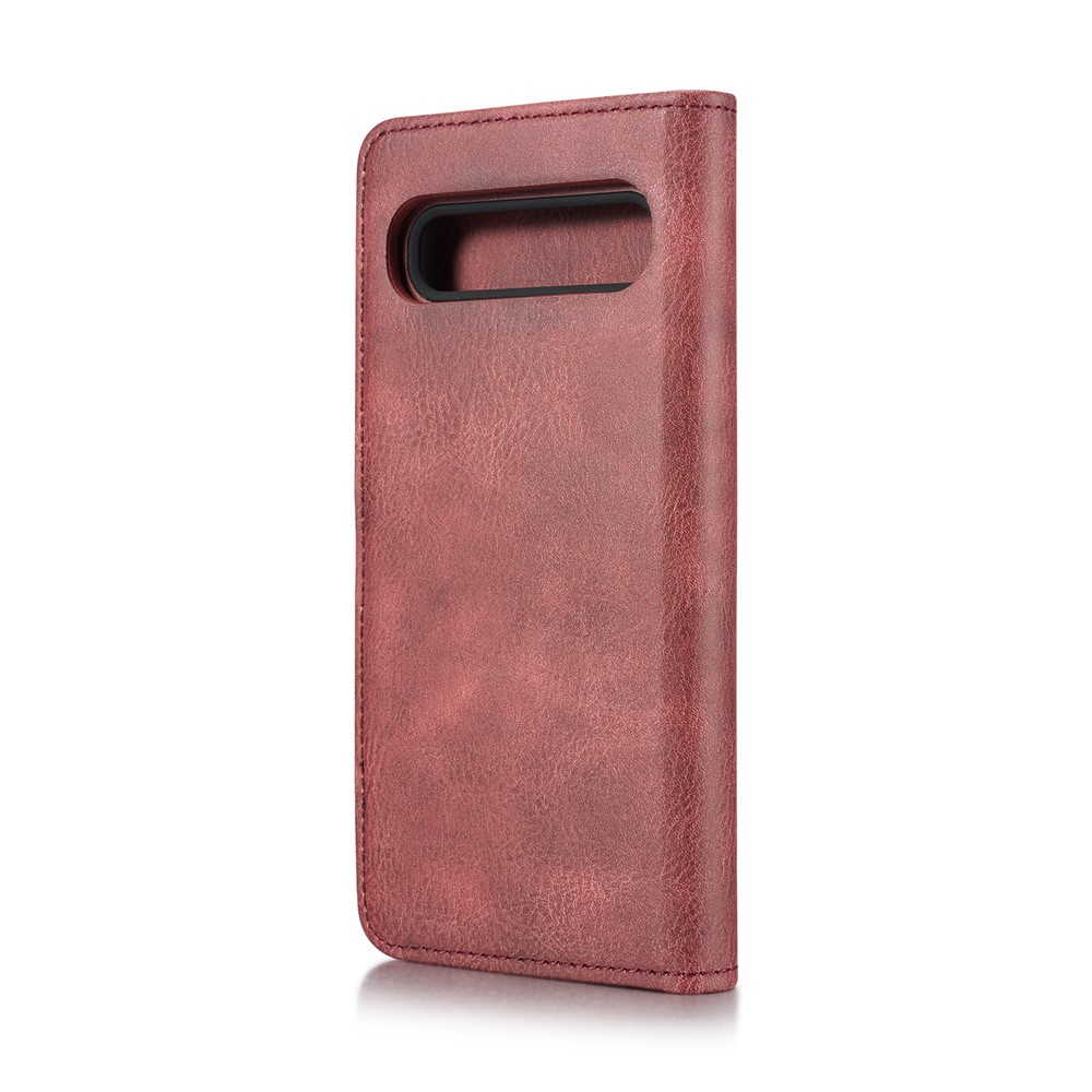 DG.MING Split Leather Phone Shell with Wallet Slot for Samsung Galaxy S10 5G - Red-4