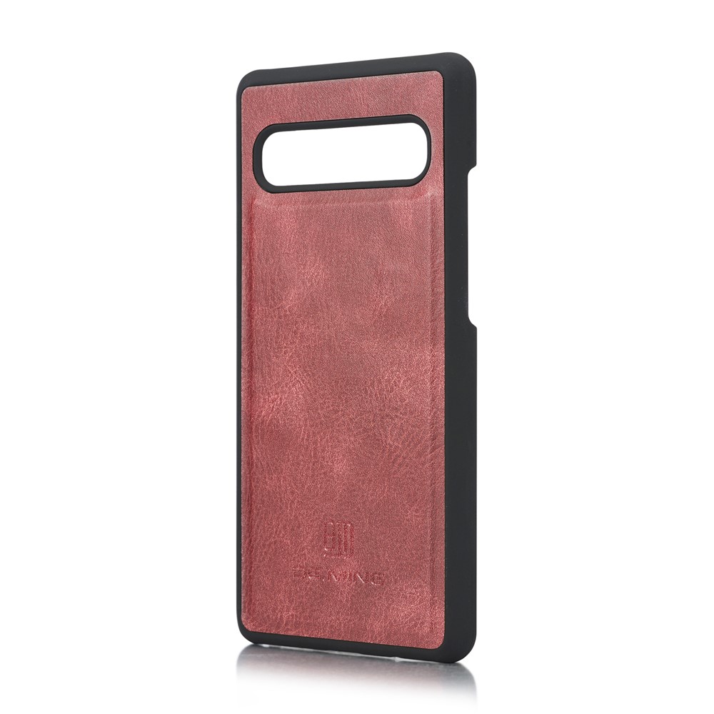 DG.MING Split Leather Phone Shell with Wallet Slot for Samsung Galaxy S10 5G - Red-5