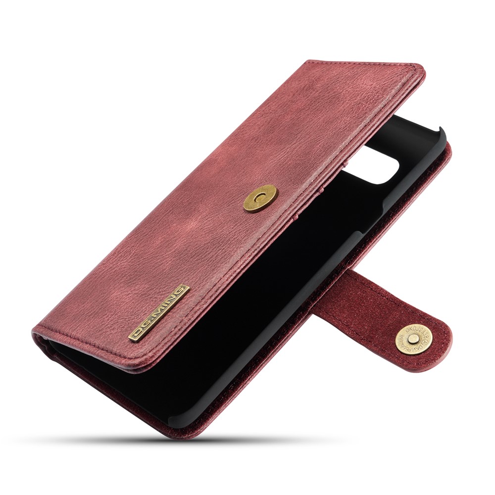 DG.MING Split Leather Phone Shell with Wallet Slot for Samsung Galaxy S10 5G - Red-8
