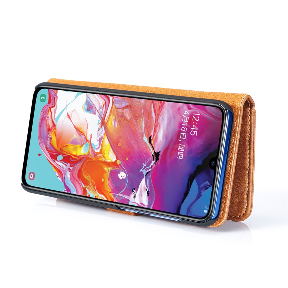 DG. Guscio Di Copertura Del Telefono In Pelle Crosta MING Per Samsung Galaxy A70 - Marrone-7