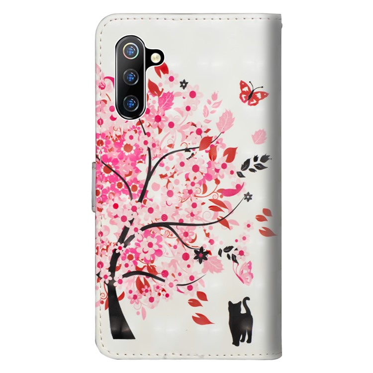 3D Pattern Printing PU Leather Mobile Cover for Samsung Galaxy Note 10 / Note 10 5G - Cat and Flowered Tree-3