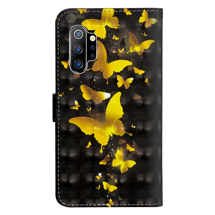 3D Printing Surface PU Leather with Wallet Cell Shell for Samsung Galaxy Note 10 / Note 10 5G Plus / 10 Plus 5G - Gold Butterflies-3