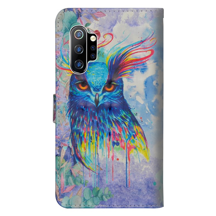 3D Printing Surface PU Leather with Wallet Cell Shell for Samsung Galaxy Note 10 / Note 10 5G Plus / 10 Plus 5G - Colorful Owl-3