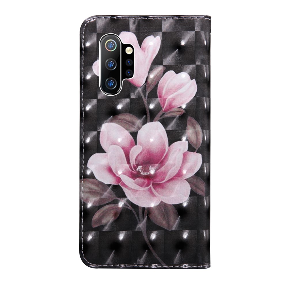 Printing Style Light Spot Decor Leather Wallet Phone Cover for Samsung Galaxy Note 10 Pro - Pink Flower-3